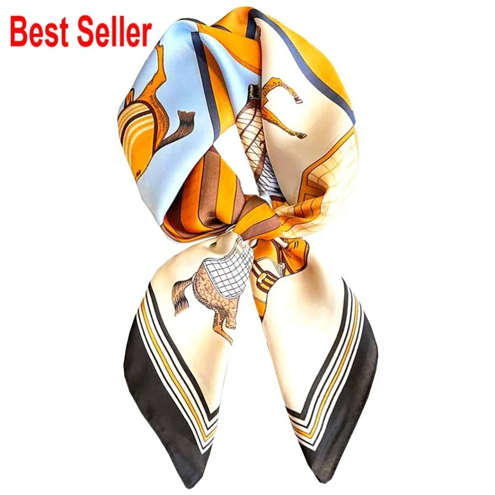 Silk Satin Head Scarf for Women, Lightweight Fashion Neck Scarf